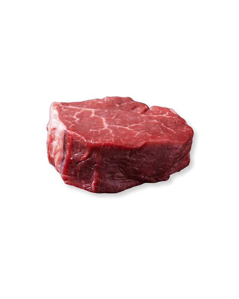 Filet mignon de bœuf cru, épais et non emballé.