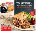 Emballage de la tourtière du Saguenay–Lac-Saint-Jean portant Michel Barrette.