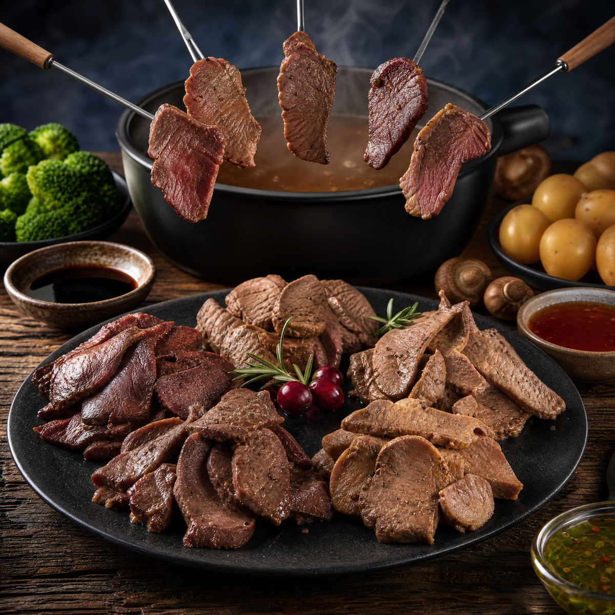 Fondue Combo(Bison,Canard,Cerf,Kangourou,Wapiti)